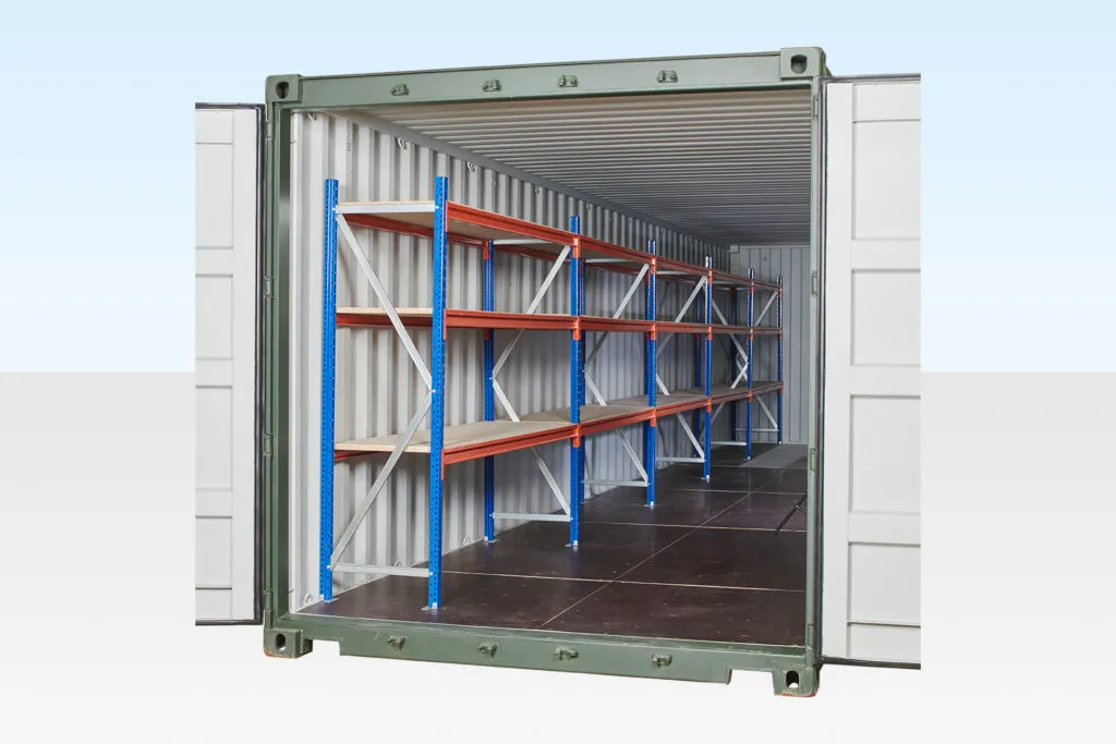 CONTAINER RACKING – ADJUSTABLE, HEAVY DUTY THREE TIER (5 BAYS)